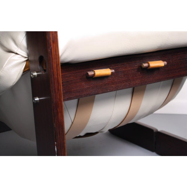 Percival Lafer Percival Lafer Rosewood Framed Lounge Chair & Ottoman in Pearlescent Ivory For Sale - Image 4 of 7