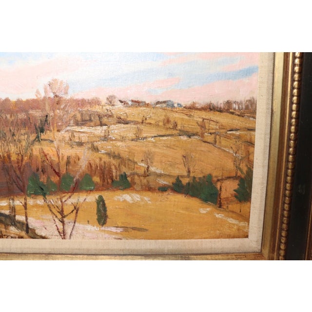 Vintage R. Emmett Owen Farm Land Landscape Abstract Expressionism Oil Painting For Sale - Image 4 of 12