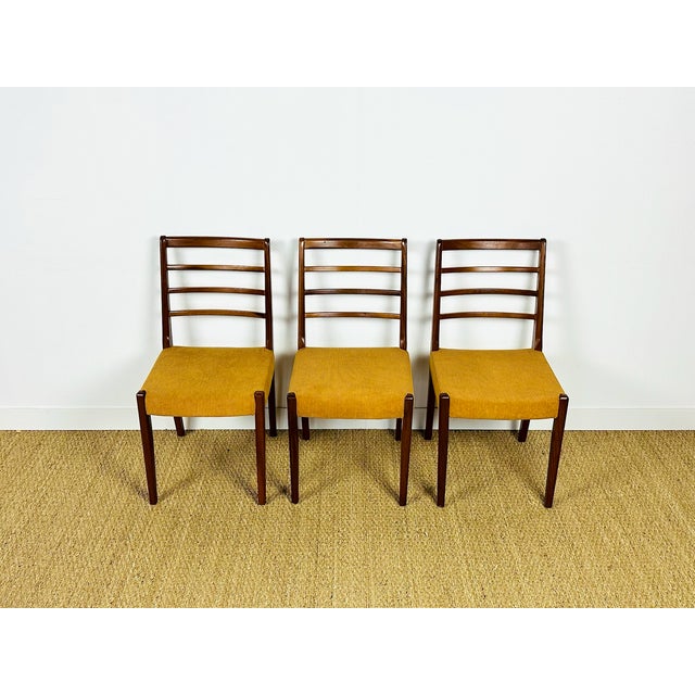 Mid-Century Modern Scandinavian Teak and Corduroy Dining Chairs, 1960, Set of 3 For Sale - Image 3 of 18