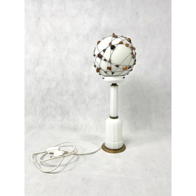 Vintage Danish Table Lamp with Handcrafted Amber Decoration from Jørgen Mørup, 1970s For Sale - Image 11 of 11