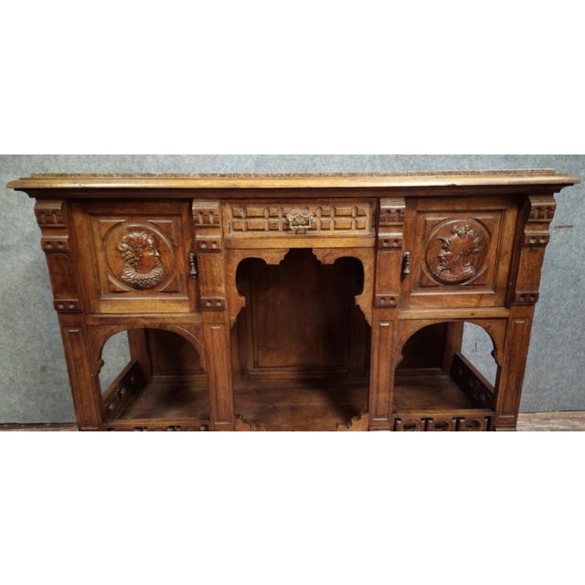 Carved Walnut Buffet with Marble Top For Sale - Image 4 of 11