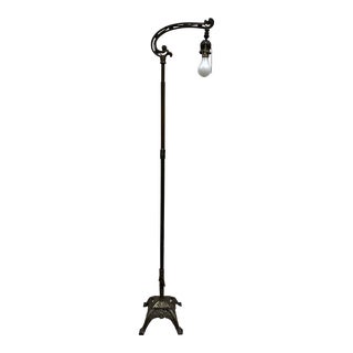 Early 20th Century Art Nouveau Antique Brass Bridge Floor Lamp For Sale