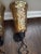 Vintage Metal and Amber Color Mosaic Glass Candle Wall Sconces- a Pair For Sale - Image 9 of 12
