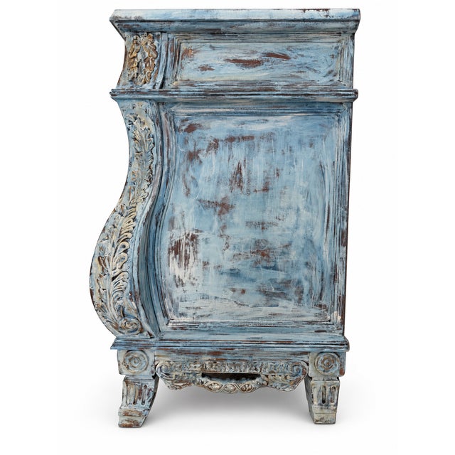French Provincial Maison Martine Coastal Blue Chest • Hand‑Refinished • 36” Artisan Dresser For Sale - Image 3 of 13