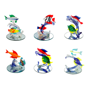 Vintage Italian Murano Glass Fish Figures-a Set of Six