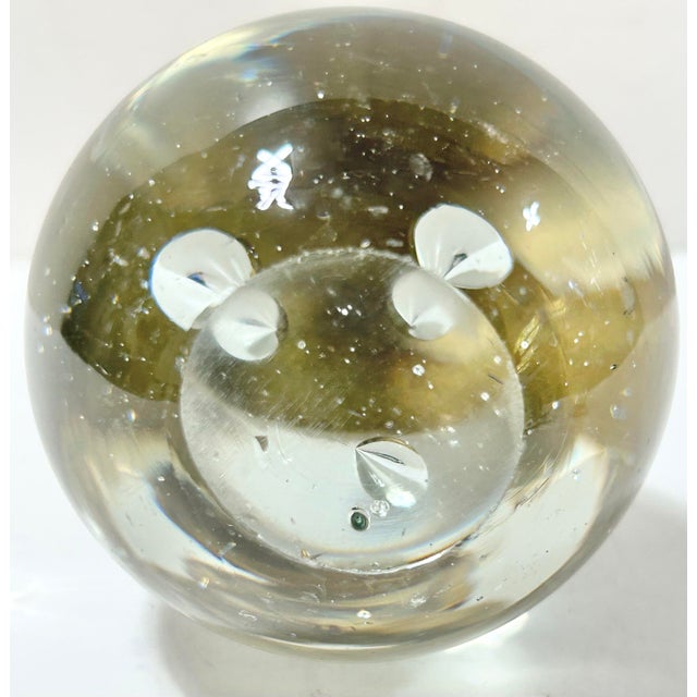 Metal Vintage Gold-Tone Cherub on Bubble Glass Orb Paperweight For Sale - Image 7 of 9
