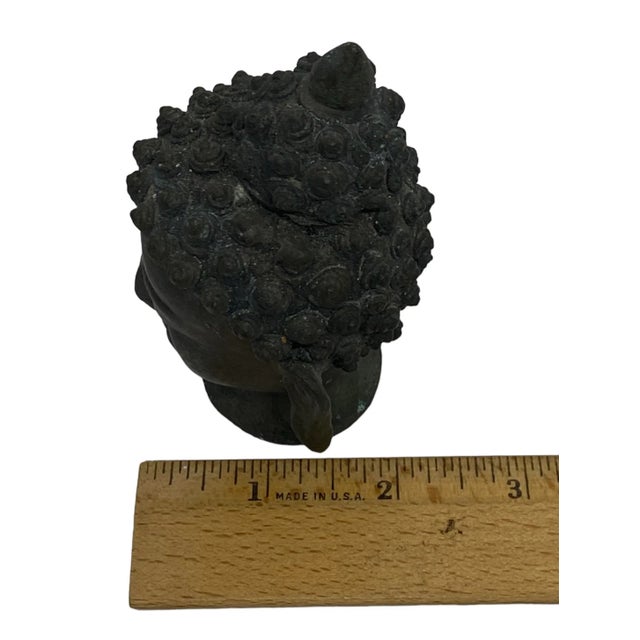 Early 20th Century Thai Patinated Bronze Buddha Head Sculpture For Sale - Image 10 of 12