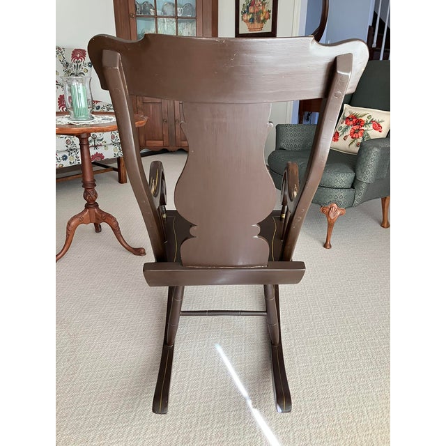 Mid-20th Century Farmhouse Folk Art Hand Painted Rocking Chair For Sale - Image 10 of 17