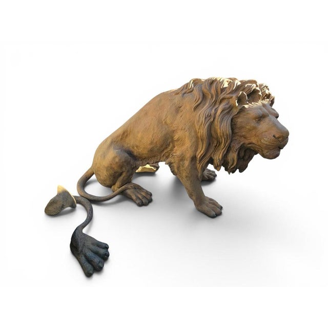 Metal Neapolitan Artist, Large Lions, 1980s, Patinated Bronze, Set of 2 For Sale - Image 7 of 11