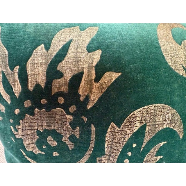 Textile Pair of Stenciled Green Velvet Pillows by Nomi For Sale - Image 7 of 7