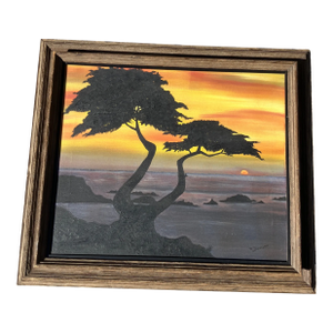 1960’s Original California Sunset Tree Silhouette Painting