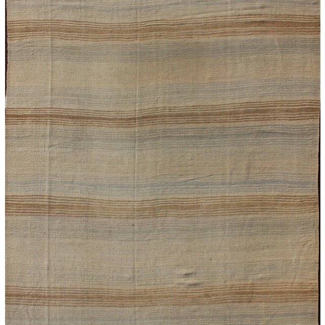 Turkish Vintage Kilim Rug With in Tan, Taupe, Gray Blue, and Earth Tones For Sale - Image 4 of 11
