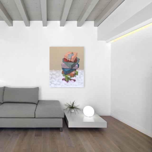 Looking at the Swallow Birds - Large Painting on Canvas Original Artwork by Mohamad Khayata For Sale - Image 10 of 11