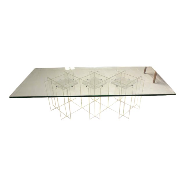 Mid-Century Modern Long Rectangular Lucite and Glass Coffee Table For Sale - Image 11 of 11