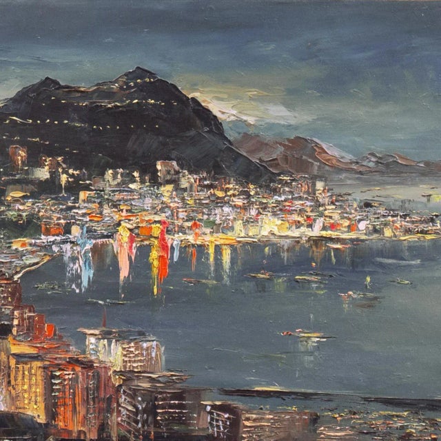 1970s 'Waikiki at Night' by James Mak, Hawai'i, Honolulu, Oahu, Hawaiian Beach Landscape For Sale - Image 5 of 8