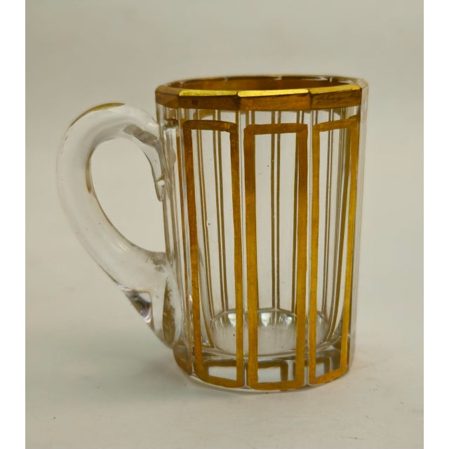 Baccarat Attributed Cannellures Crystal Liqueur Glasses With Handles - Set of Seven Thick gold applied to the beveled lip....