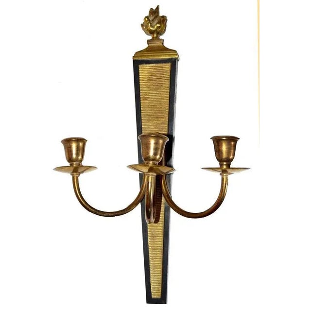 Superb pair of three arms bronze sconces by André Arbus. France Circa 1960 US rewired and in working condition. Three...