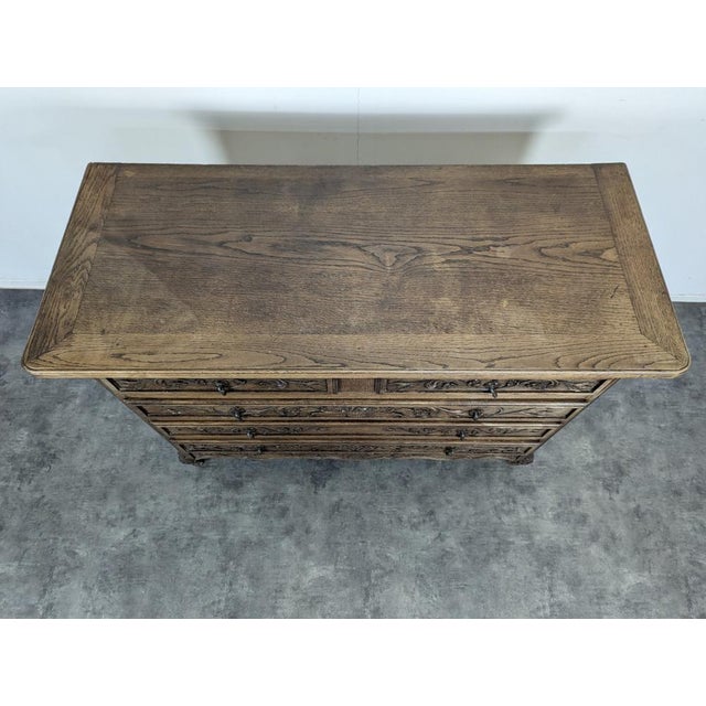 Norman Style Neo-Rustic Carved Chest of Drawers For Sale - Image 5 of 7