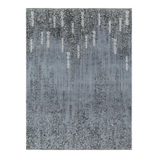 Rug & Kilim’s Abstract Floral Rug in Tones of Gray and Black “Shakaviz” For Sale