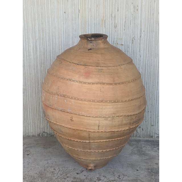 Baroque 18th Century Large 41´ Terracotta Ribbed Vessel, Vase, Planter with Low Tap For Sale - Image 3 of 18