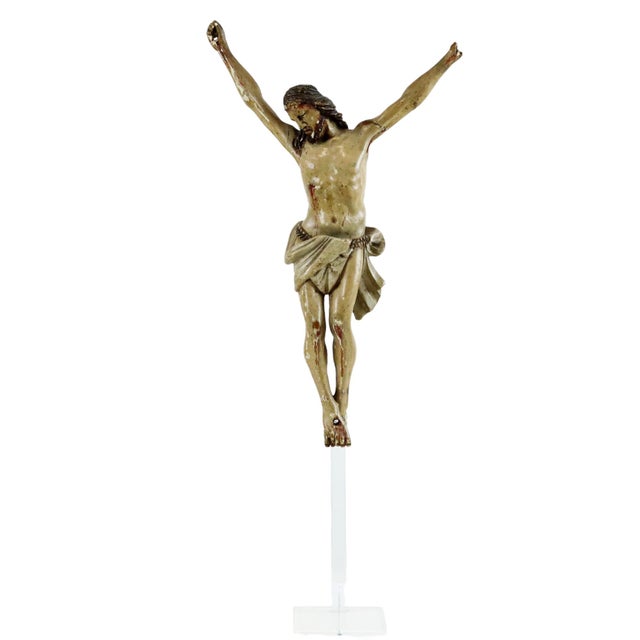 Anriquw Polychrome Wooden Corpus Christi Sculpture, 1700s For Sale - Image 11 of 15