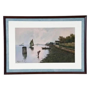 19th Century Venetian Lagoon Watercolor Painting