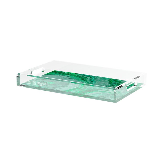 2020s Agate Malachite Acrylic Rectangle Decorative Tray, Small For Sale - Image 5 of 9
