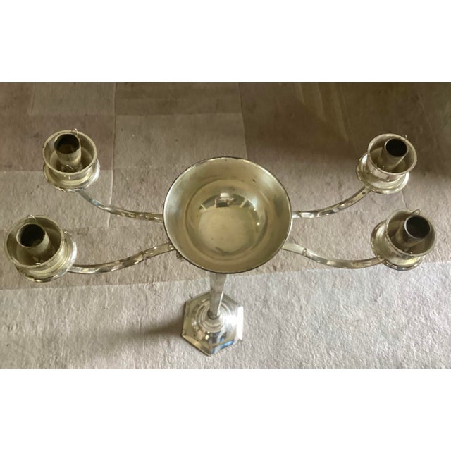 Vintage Church Altar Holy Water Font & Candelabra, 33 3/4”t., Silver Plate, 11 Lb For Sale In Washington DC - Image 6 of 12
