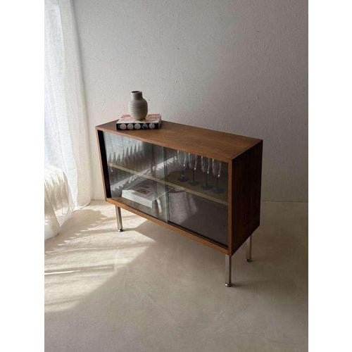 Walnut Display Cabinet with Smoked Glass, 1960s For Sale - Image 12 of 12