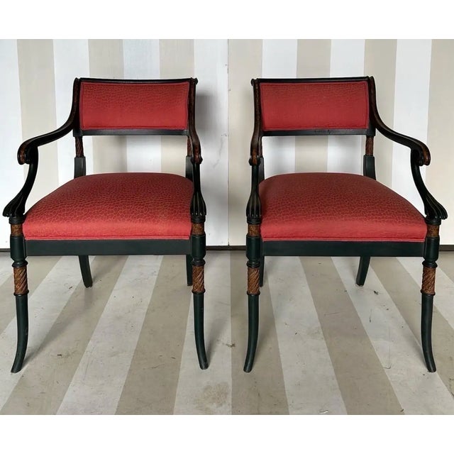 Early 20th Century Chic Pair of Regency Style Armchairs For Sale - Image 4 of 10