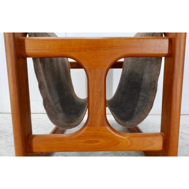 Danish Modern Salin Mobler Teak and Leather Magazine Rack For Sale - Image 4 of 7