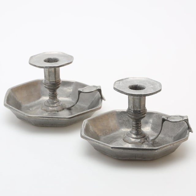 Early 19th Century Tin Candleeholders with Markings, 1820s, Set of 2 For Sale - Image 5 of 5