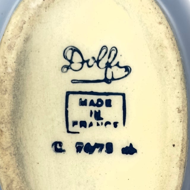 Vintage Slim Blue Ceramic Vessel Curation - Group of 3 For Sale In Miami - Image 6 of 11