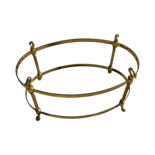 Mid Century Modern 1960s Modern Labarge Jansen Style Swan Brass Glass Coffee Table Regency For Sale - Image 9 of 12