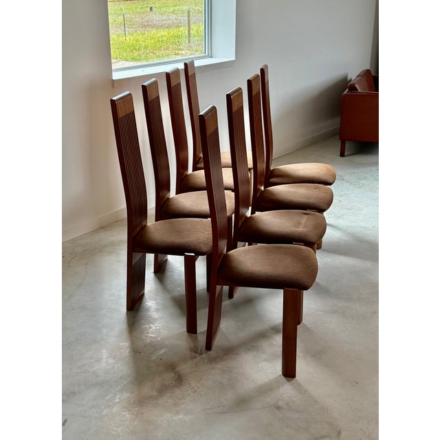 Brown Pietro Costantini for Ello Postmodern High Back Dining Chairs, Set of 8 (Italy) For Sale - Image 8 of 17