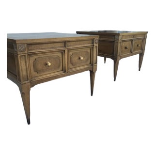 1950s American of Martinsville Burled Wood End Tables-Pair For Sale