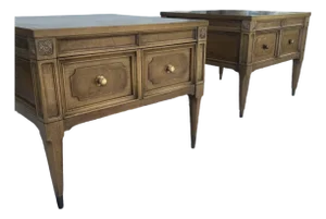 1950s American of Martinsville Burled Wood End Tables-Pair