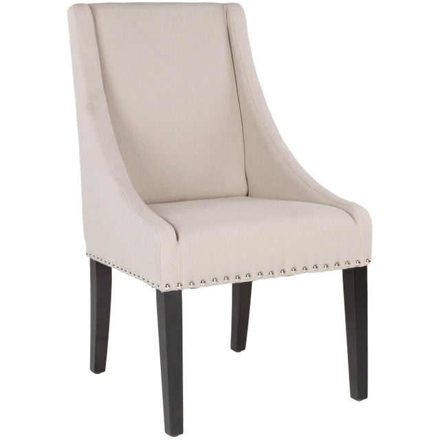 Modern 19''H Kd Side Chairs With Silver Nailheads in Taupe & Espresso - a Pair For Sale - Image 3 of 8