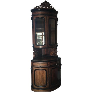 Rococo Revival Style Oak Veneer Black Wood Cabinet For Sale