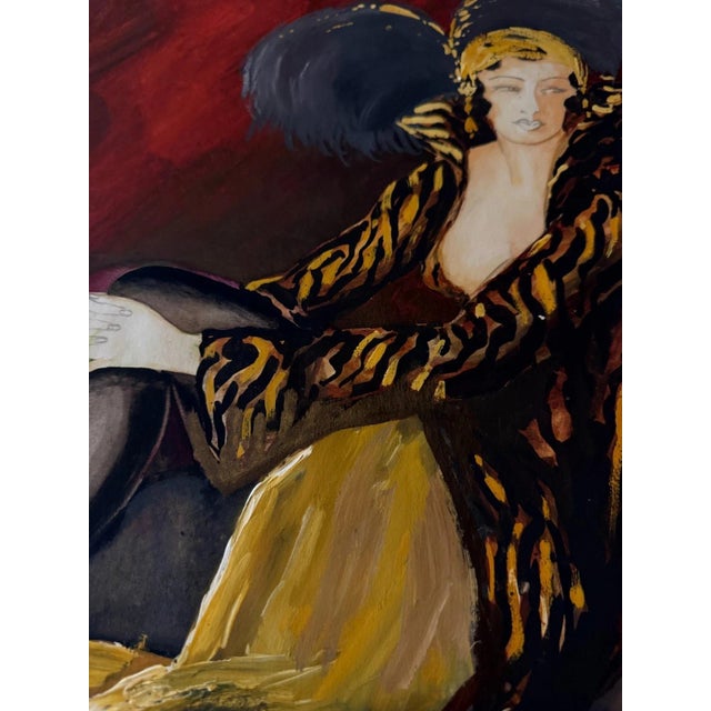 Carl-Axel Acking Carl H. Berberich, Lady with Feathered Hat, Verso Nude Female, 1926, Gouache on Paper For Sale - Image 4 of 13
