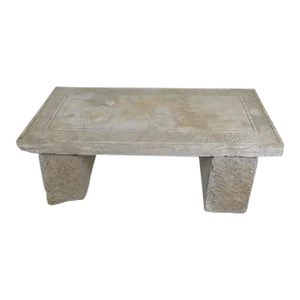 Antique Hand Carved Top Garden Stone Table or Bench
