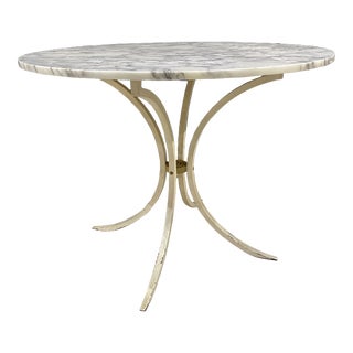1950s Round Marble Table With Curved Arched Base For Sale
