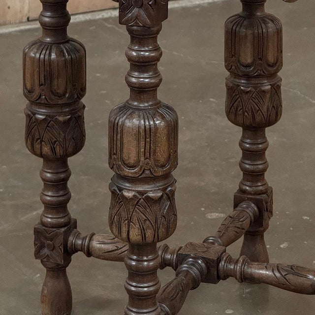 Antique Jacobean Style Octagonal End Table in Hand Waxed Oak For Sale - Image 16 of 18
