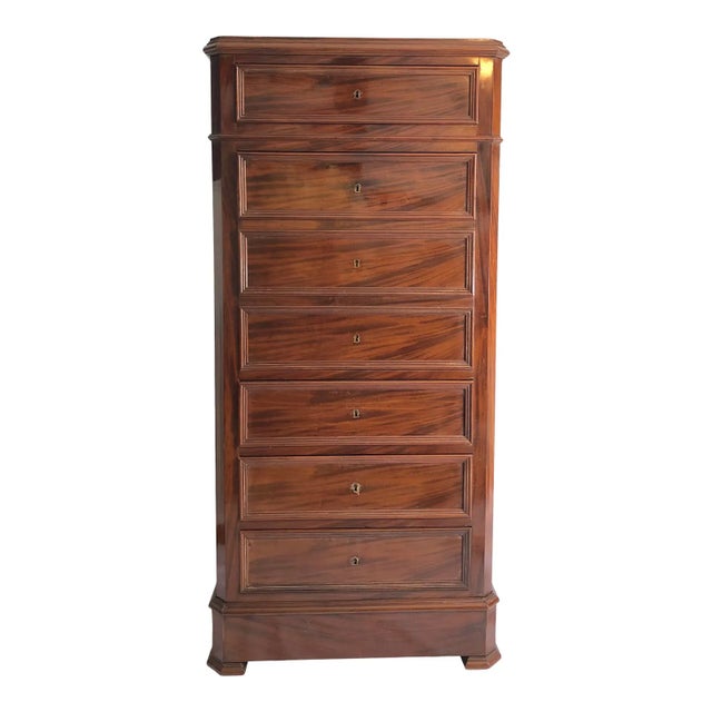 French Empire Mahogany Secretaire or Secretary Chest or Biedermeier Drop Front Desk For Sale In New York - Image 6 of 14