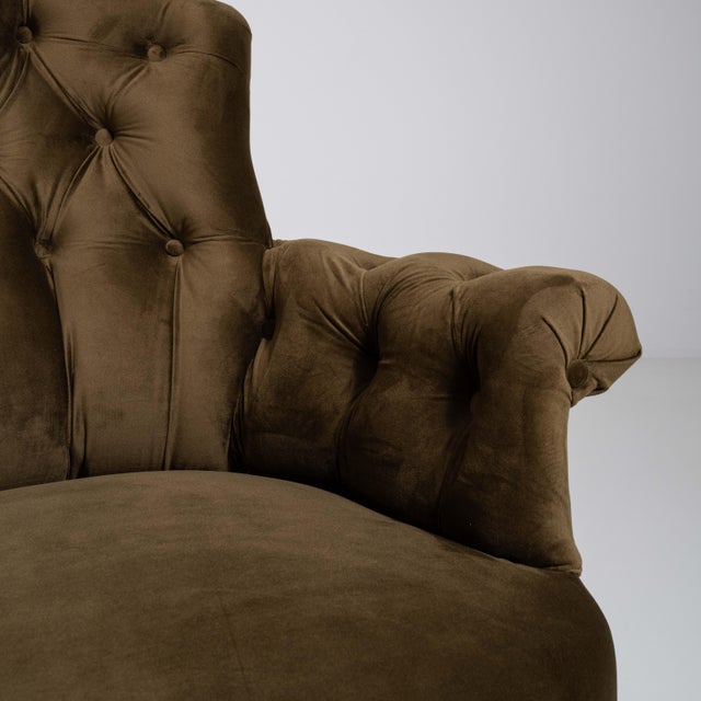 Pair of Napoleon III Velvet Upholstered Armchairs, Second Empire Style, France, Circa 1880 For Sale - Image 9 of 14