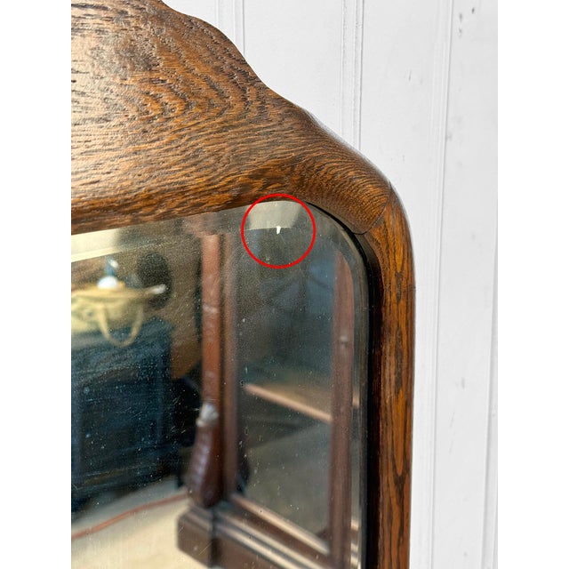 Antique Traditional Arts & Crafts Oak Beveled Glass Mirror For Sale - Image 11 of 11