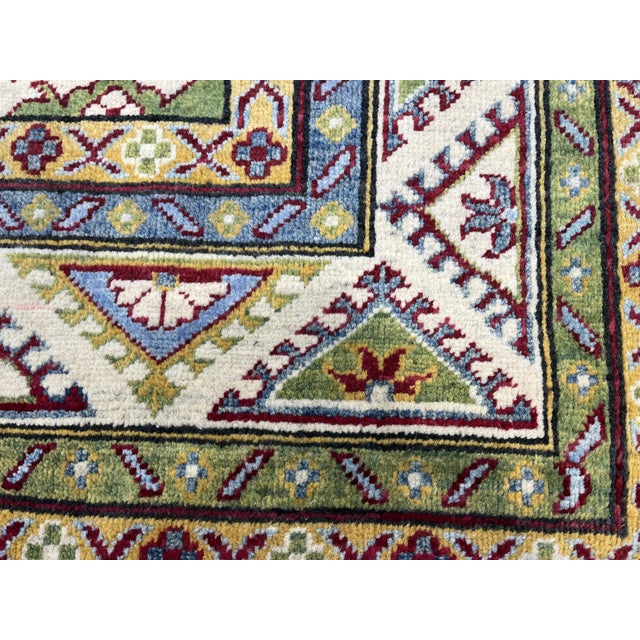 Ivory Kazak Wool Rug With Colorful Medallions, 5'6" X 7'6" For Sale - Image 10 of 14