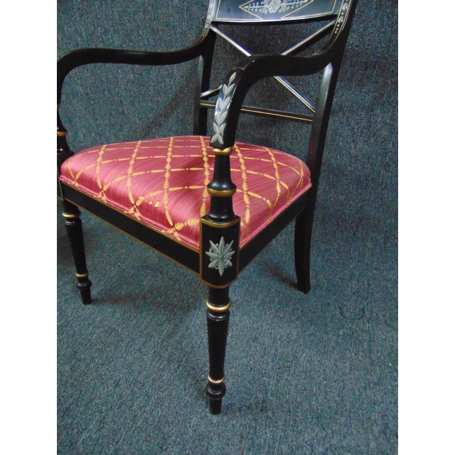Kindel Furniture Kindel Regency Style Ebonized and Paint Decorated Armchair For Sale - Image 4 of 10