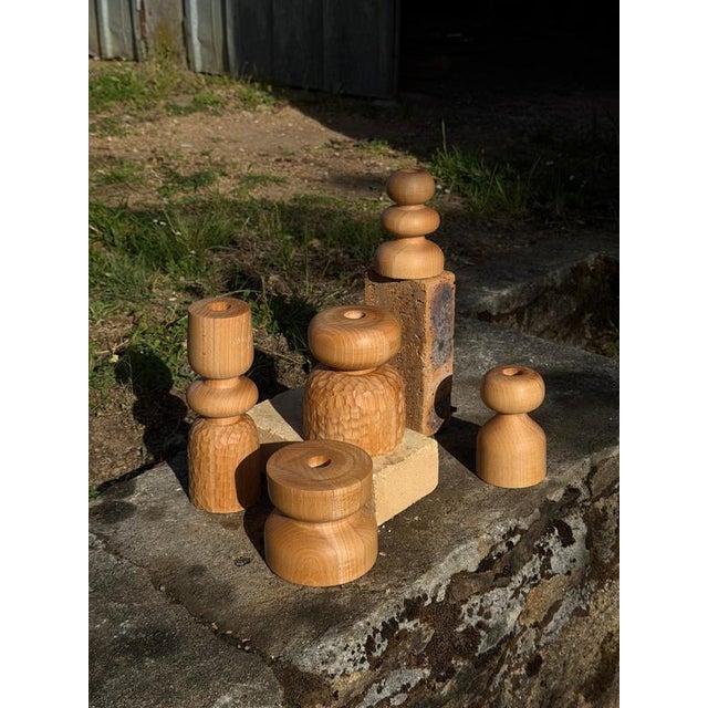 Beech Candlestick 6 by Romain Des Bois For Sale - Image 4 of 9