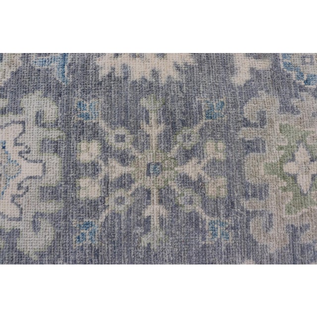 Ivory Modern Oushak Rug With Serene Blue Tones and Soft Ivory and Sage 1'10 X 3'0 For Sale - Image 8 of 10